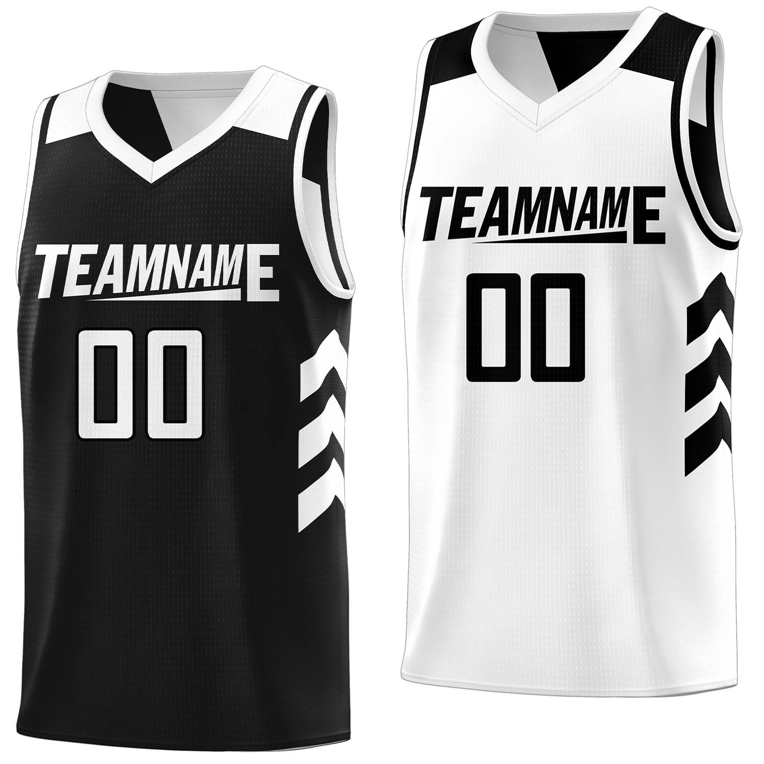 Custom Black White Reversible Double Side Tops Basketball Jersey