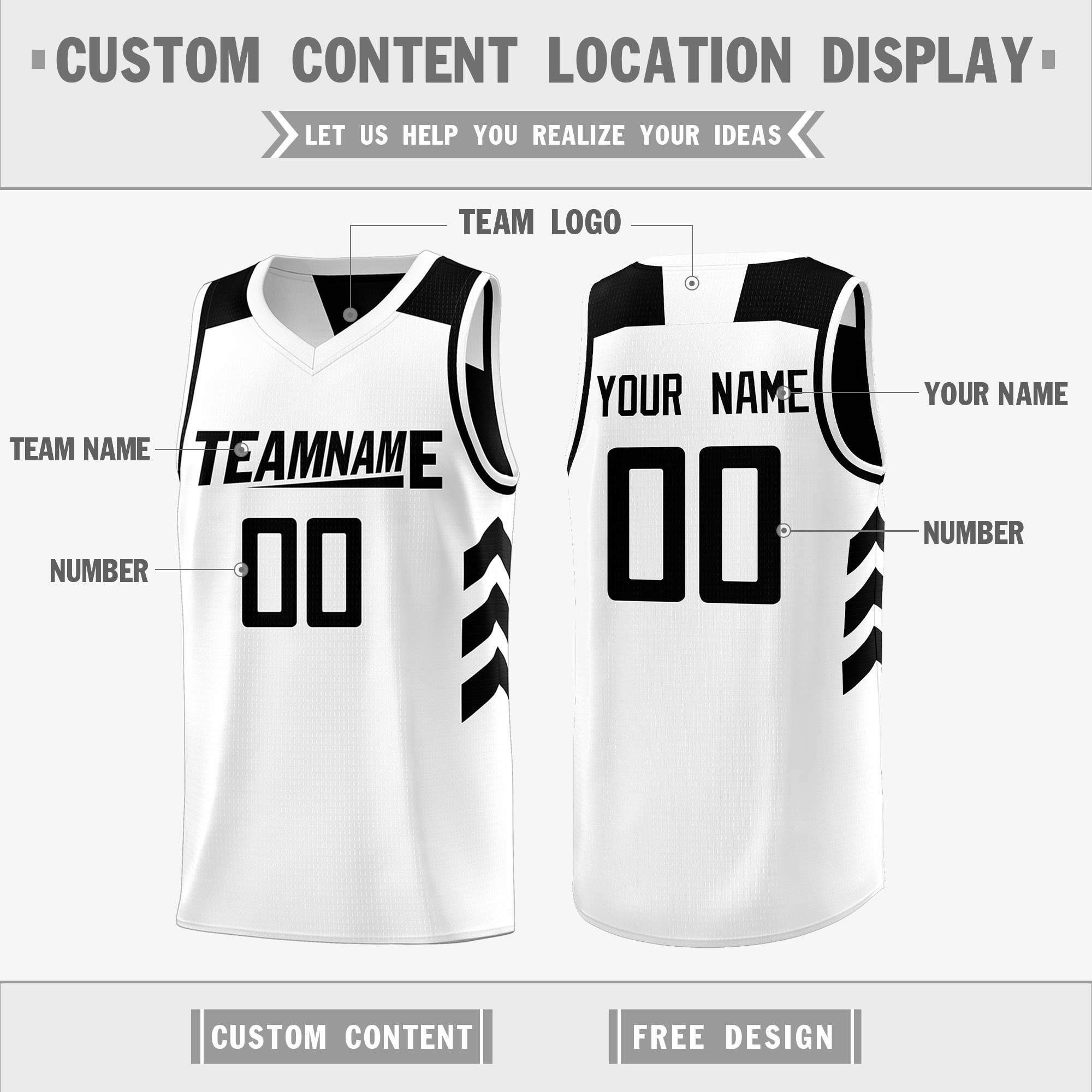 Custom Black White Reversible Double Side Tops Basketball Jersey