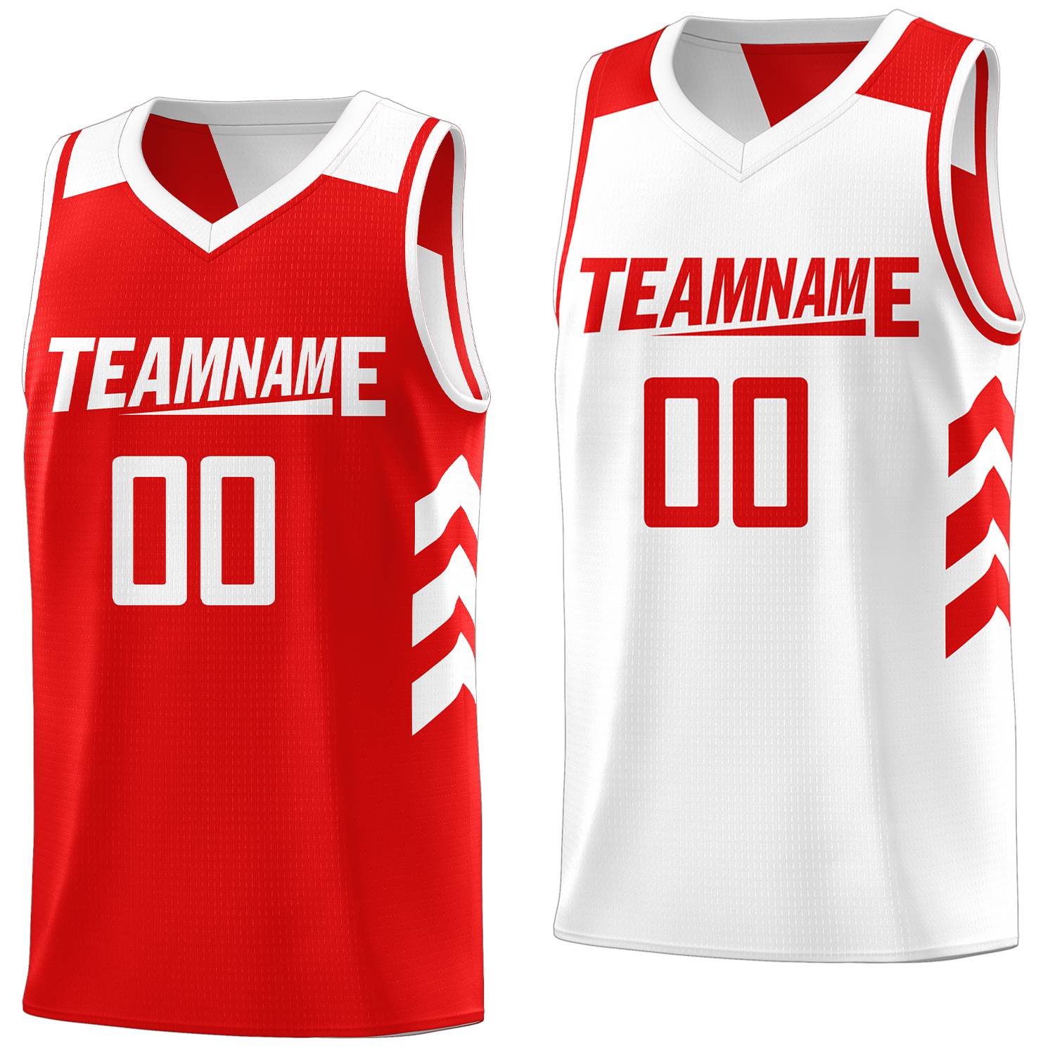 Custom Red White Reversible Double Side Tops Basketball Jersey