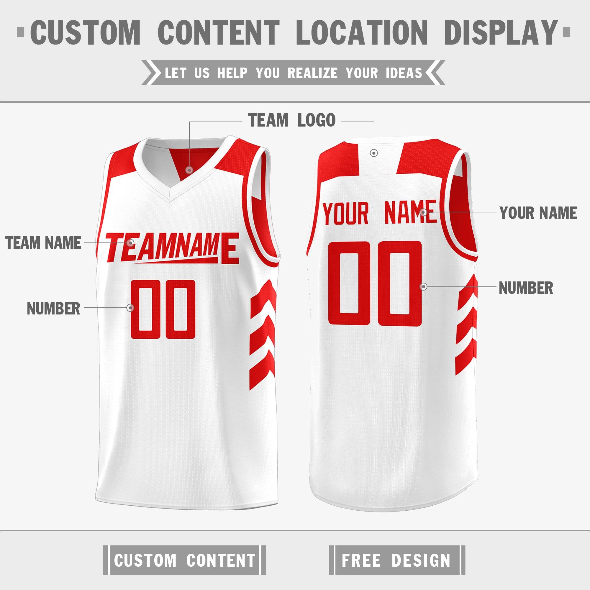 Custom Red White Reversible Double Side Tops Basketball Jersey