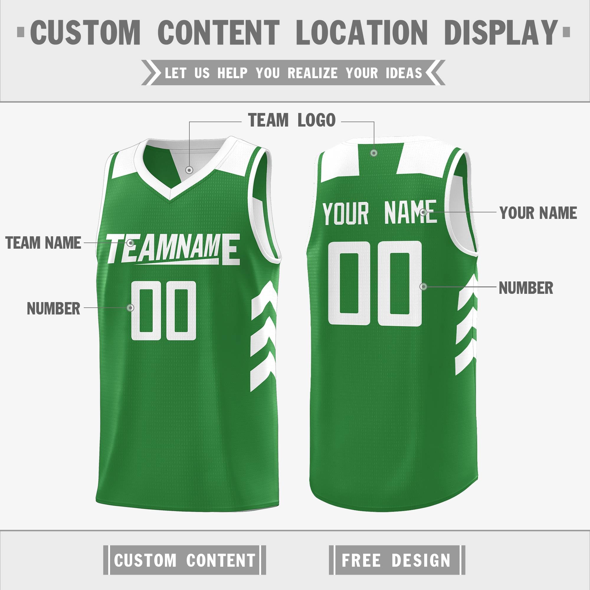 Custom Green White Reversible Double Side Tops Basketball Jersey