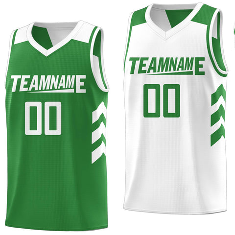 Custom Green White Reversible Double Side Tops Basketball Jersey
