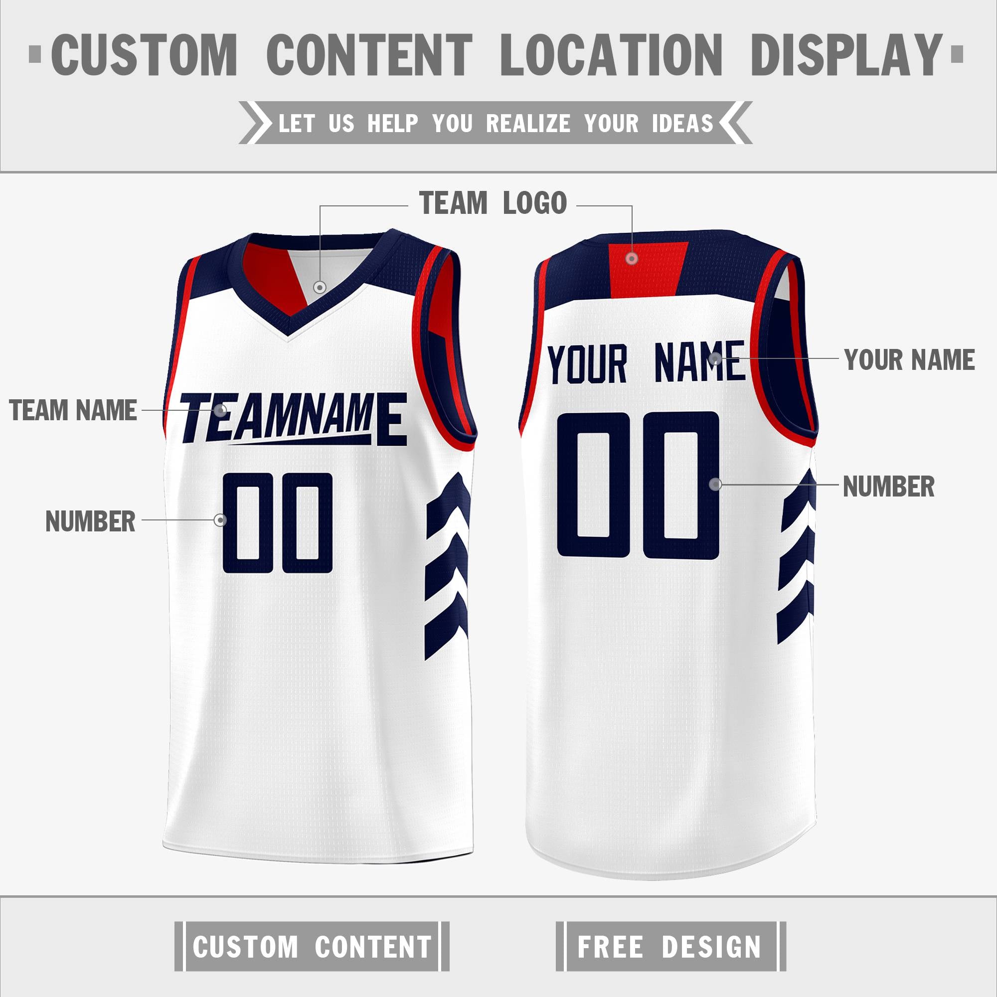 Custom Navy White Reversible Double Side Tops Basketball Jersey