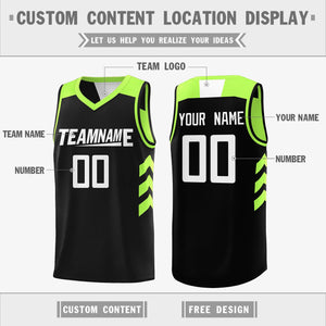 Custom Black Neon Green-White Reversible Double Side Tops Basketball Jersey