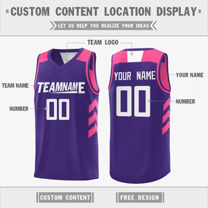 Custom Purple Pink-White Reversible Double Side Tops Basketball Jersey