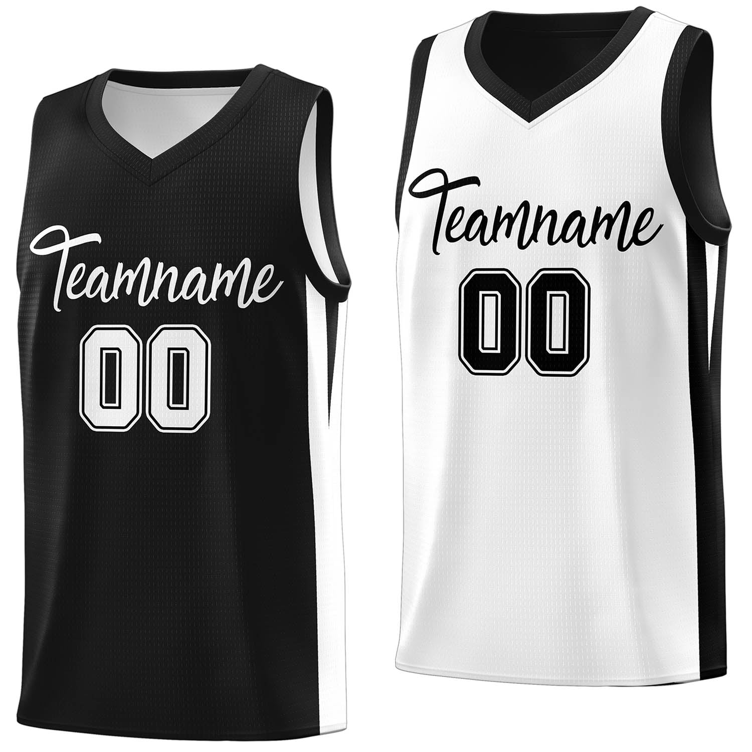 Custom Black White Double Side Tops Basketball Jersey