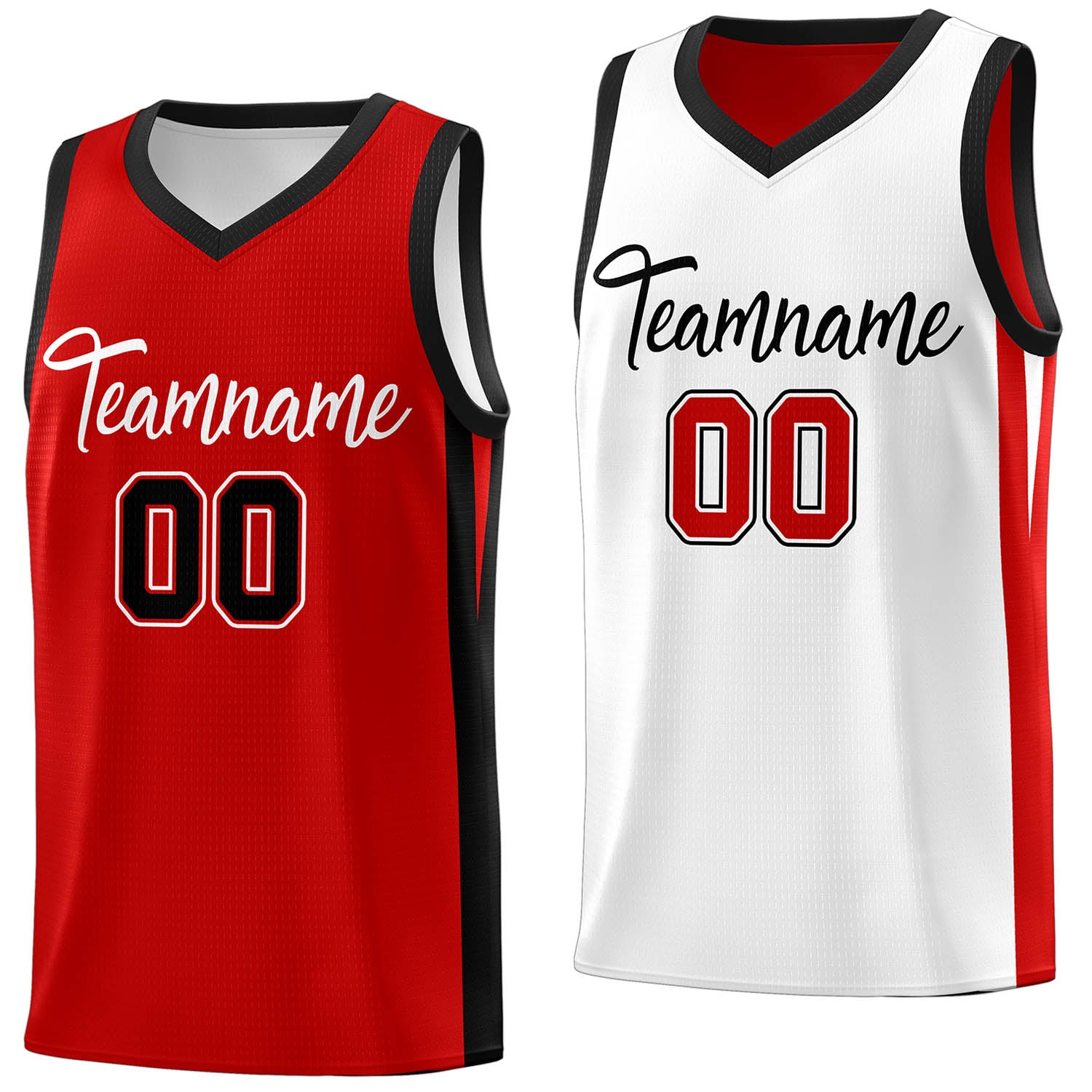 Maillot de basket-ball personnalisé à double face rouge et blanc