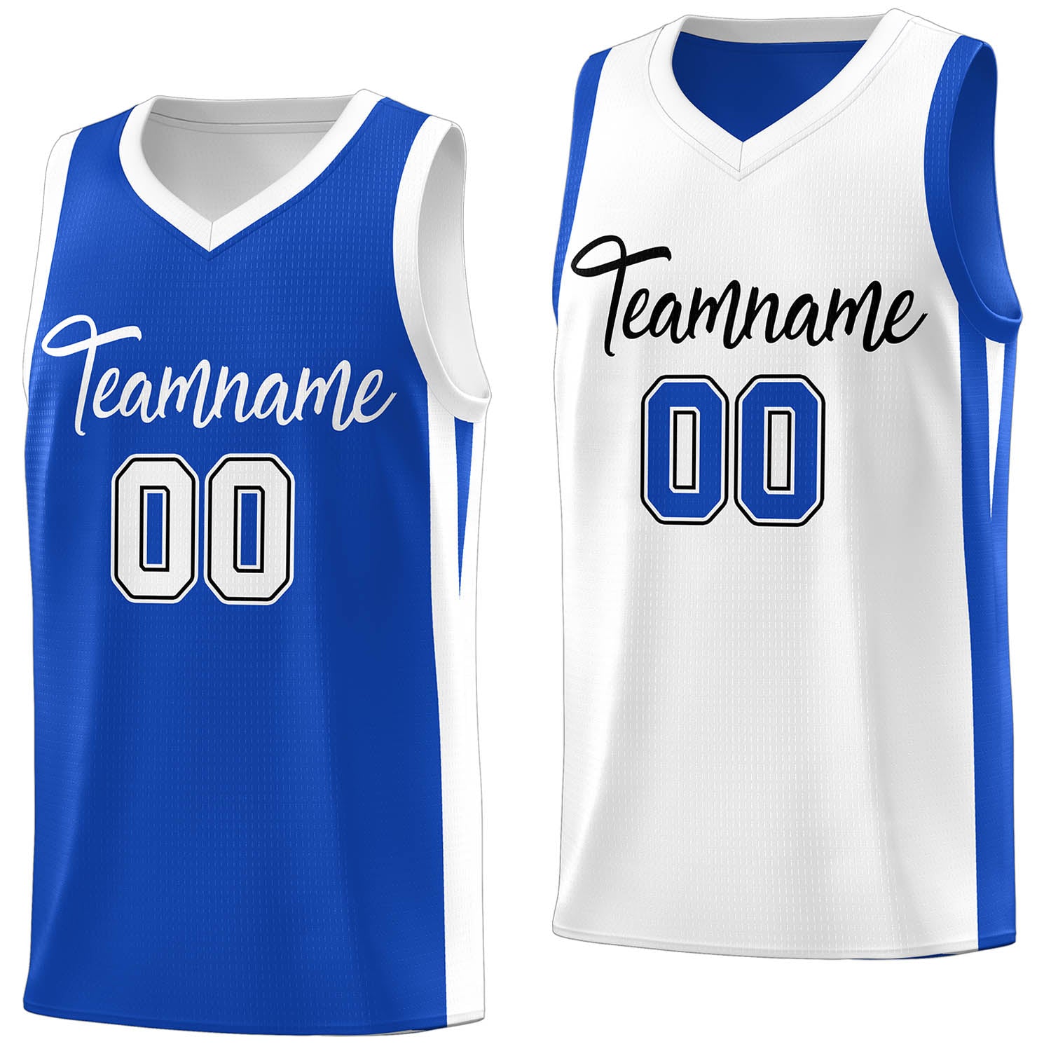 Maillot de basket-ball Double face blanc Royal personnalisé