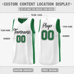 Maillot de basket-ball personnalisé vert blanc double face