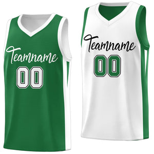 Maillot de basket-ball personnalisé vert blanc double face