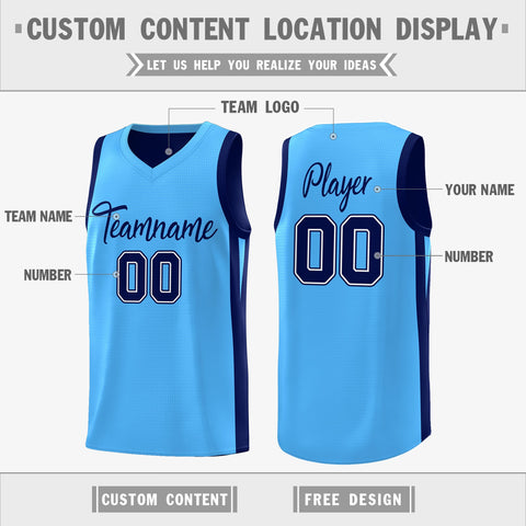 Custom Navy Blue Double Side Tops Basketball Jersey