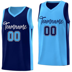 Maillot de basket-ball personnalisé bleu marine double face