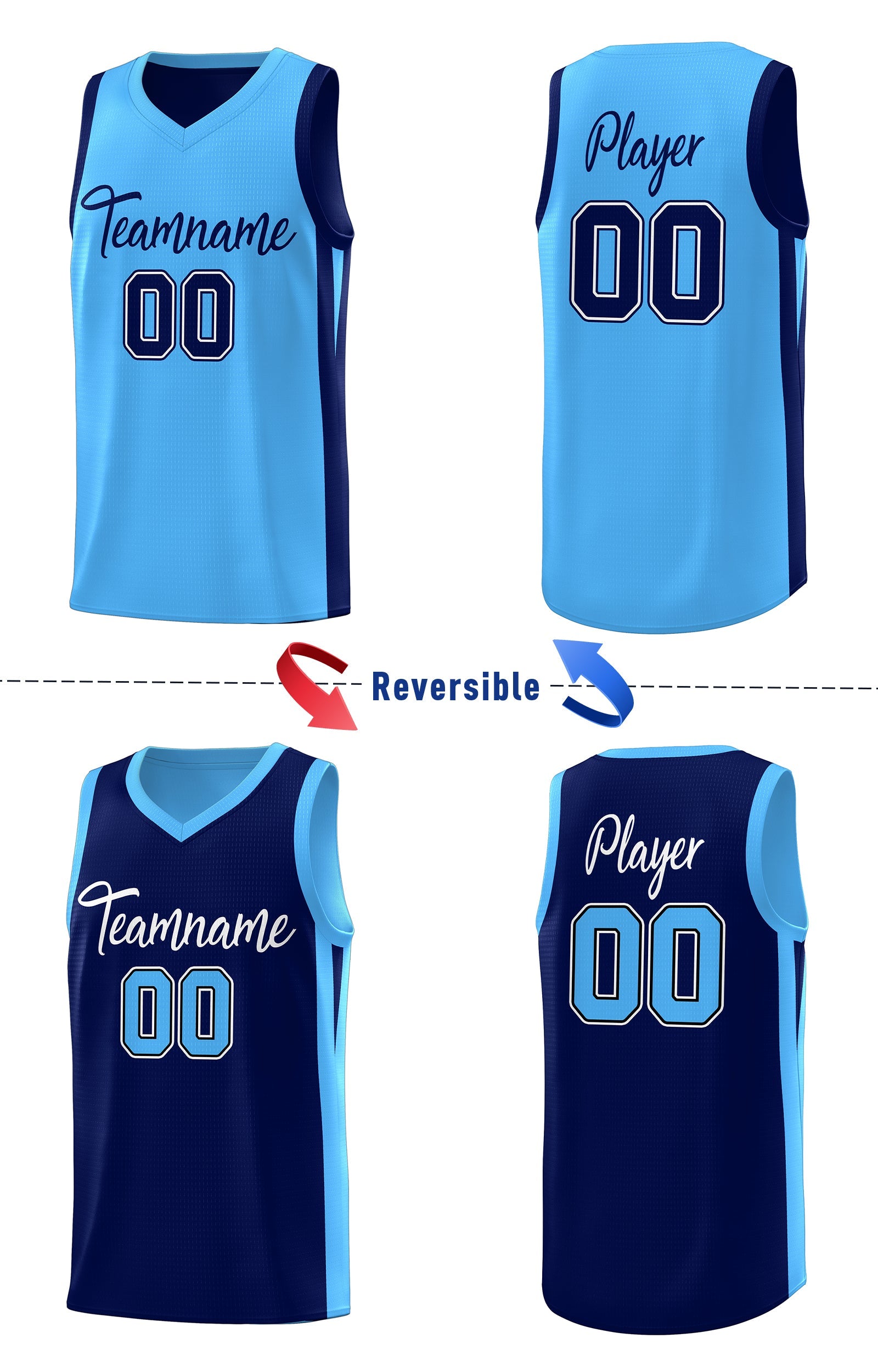 Custom Navy Blue Double Side Tops Basketball Jersey