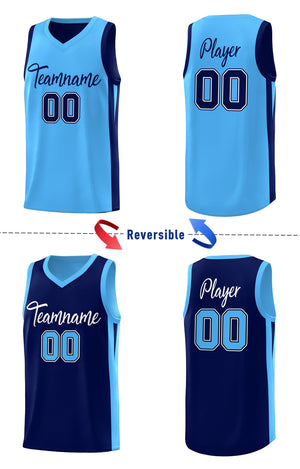 Maillot de basket-ball personnalisé bleu marine double face