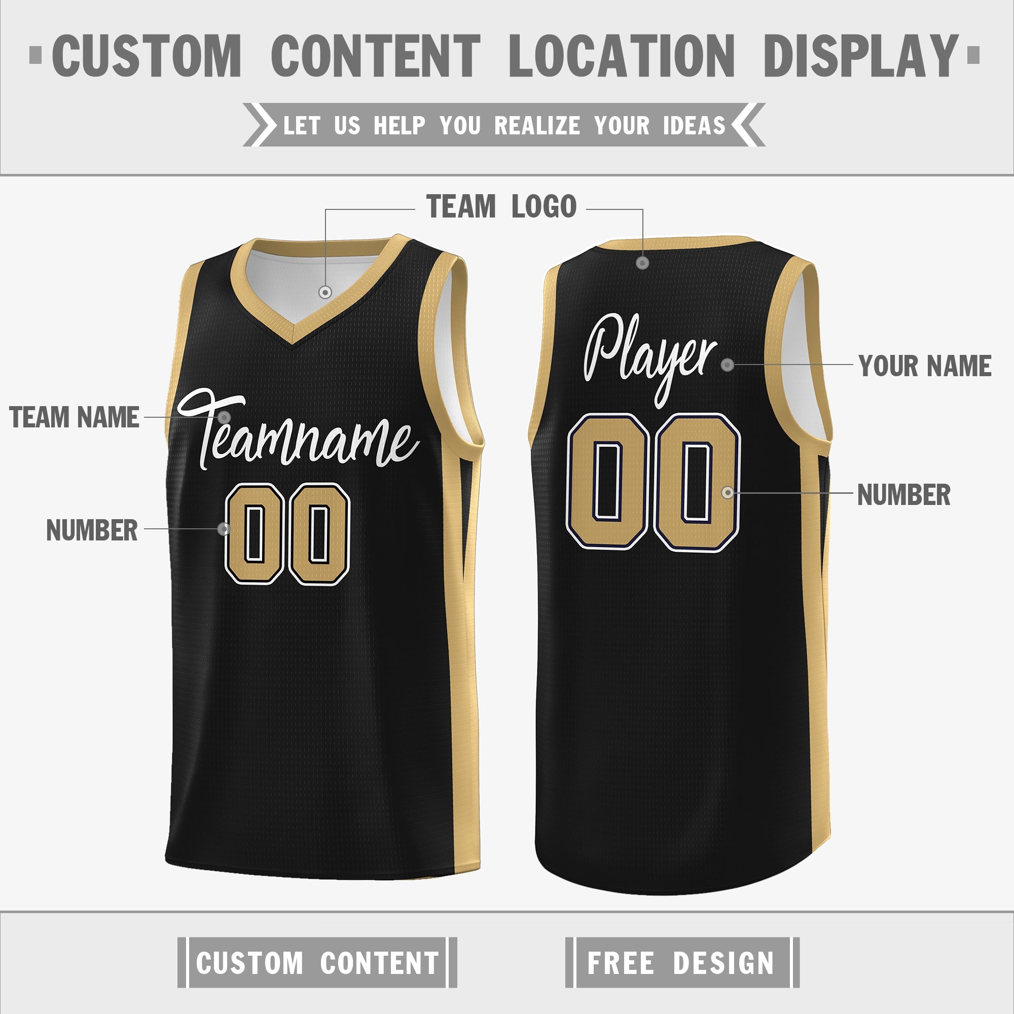 Custom Black White-Yellow Double Side Tops Basketball Jersey