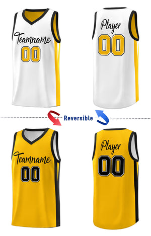 Custom Yellow White Double Side Tops Basketball Jersey