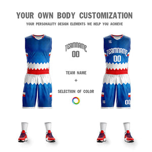 Custom Navy White-Red Double Side Sets Sportswear Basketball Jersey