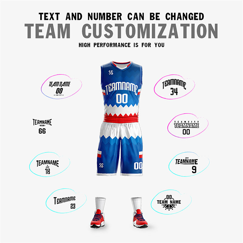 Custom Navy White-Red Double Side Sets Sportswear Basketball Jersey