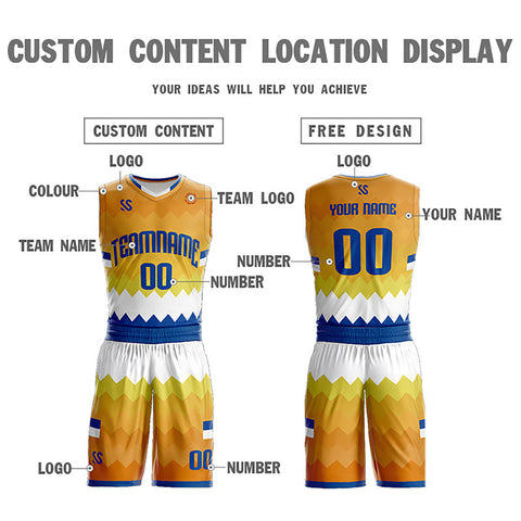 Custom Yellow White-Navy Double Side Sets Sportswear Basketball Jersey