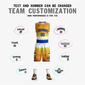 Custom Yellow White-Navy Double Side Sets Sportswear Basketball Jersey