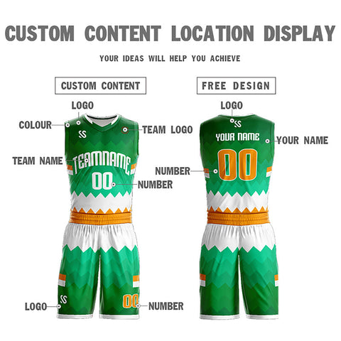 Custom Green White-Yellow Double Side Sets Sportswear Basketball Jersey