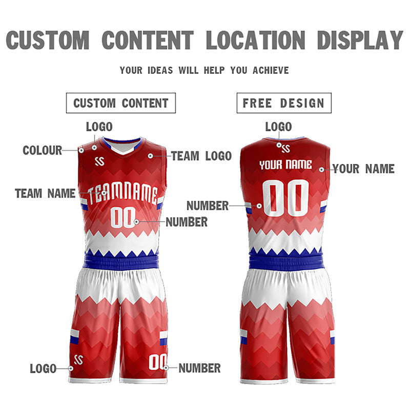 Custom Red White-Navy Double Side Sets Sportswear Basketball Jersey