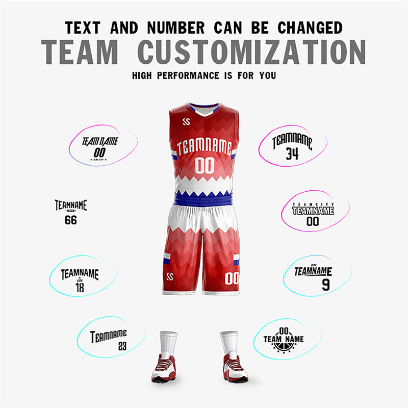 Custom Red White-Navy Double Side Sets Sportswear Basketball Jersey