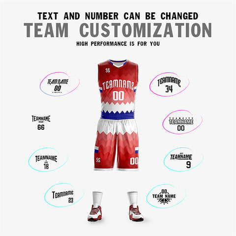 Custom Red White-Navy Double Side Sets Sportswear Basketball Jersey
