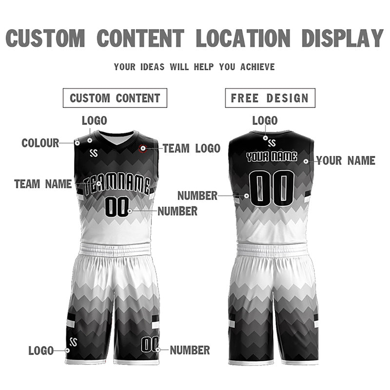 Design Your Own Basketball Wear Sublimated Black And White Game