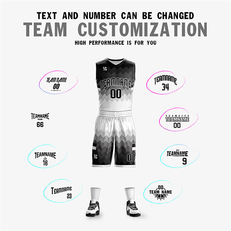 Custom Black White-Gray Double Side Sets Sportswear Basketball Jersey