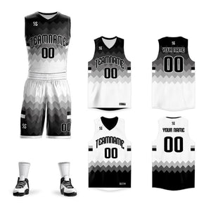 Custom Black White-Gray Double Side Sets Sportswear Basketball Jersey