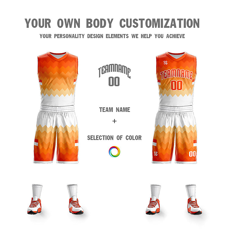 Custom Orange White Double Side Sets Sportswear Basketball Jersey