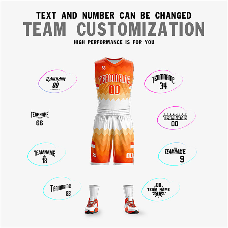 Le double côté blanc orange fait sur commande place le maillot de basket-ball de vêtements de sport