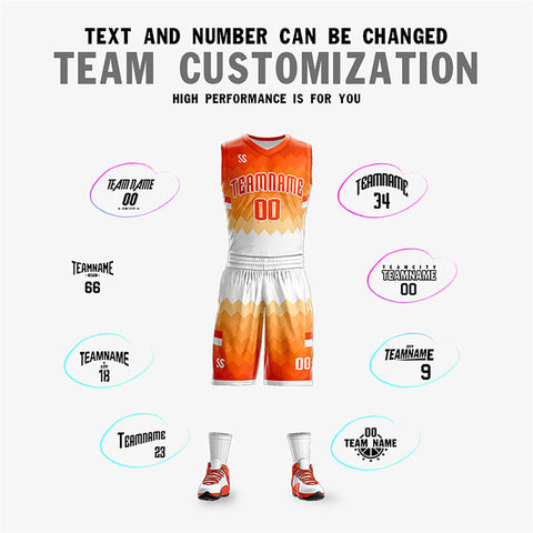 Custom Orange White Double Side Sets Sportswear Basketball Jersey