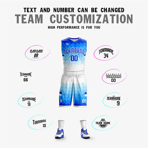 Custom Light Blue Double Side Sets Sportswear Basketball Jersey