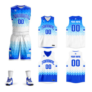 Le double côté bleu clair fait sur commande place le maillot de basket-ball de vêtements de sport