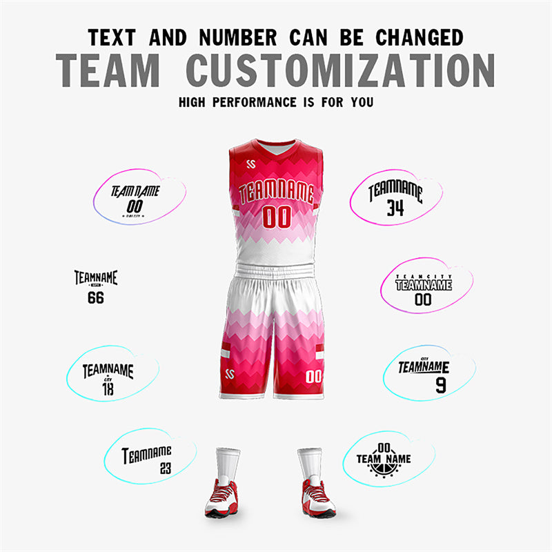 Custom Pink White Double Side Sets Sports Basketball Jersey