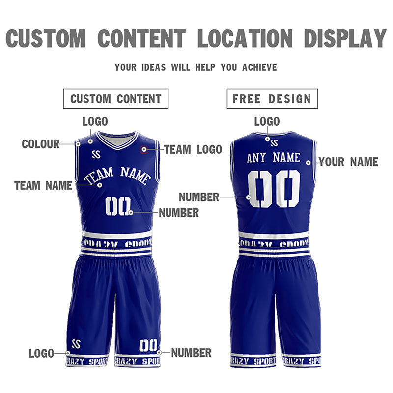 Custom Blue White Double Side Sets Sportswear Basketball Jersey