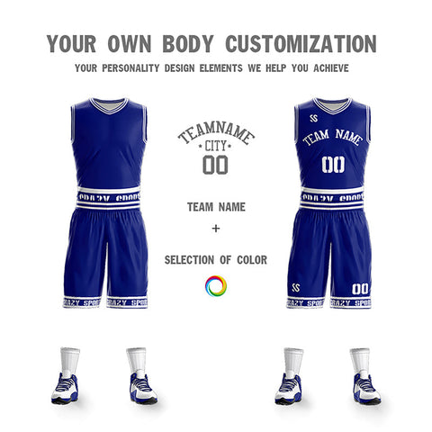 Custom Blue White Double Side Sets Sportswear Basketball Jersey