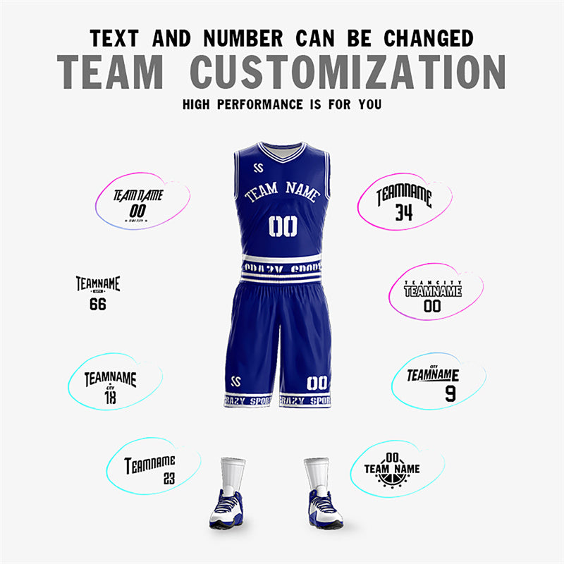 Custom Blue White Double Side Sets Sportswear Basketball Jersey