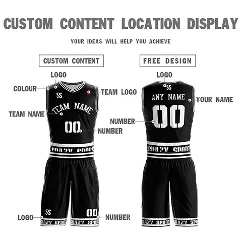 Custom Black White Double Side Sets Sportswear Basketball Jersey