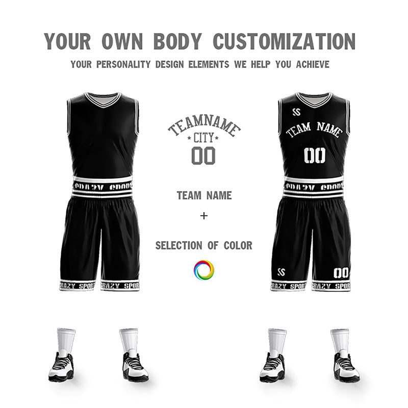 Custom Black White Double Side Sets Sportswear Basketball Jersey