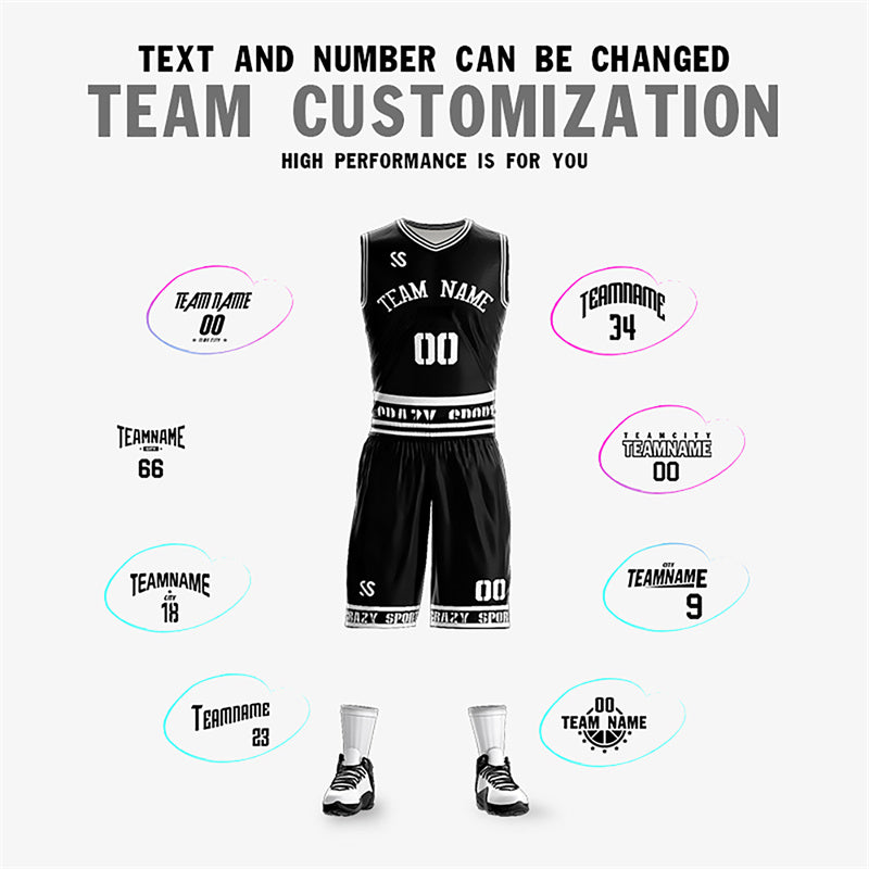 Custom Black White Double Side Sets Sportswear Basketball Jersey