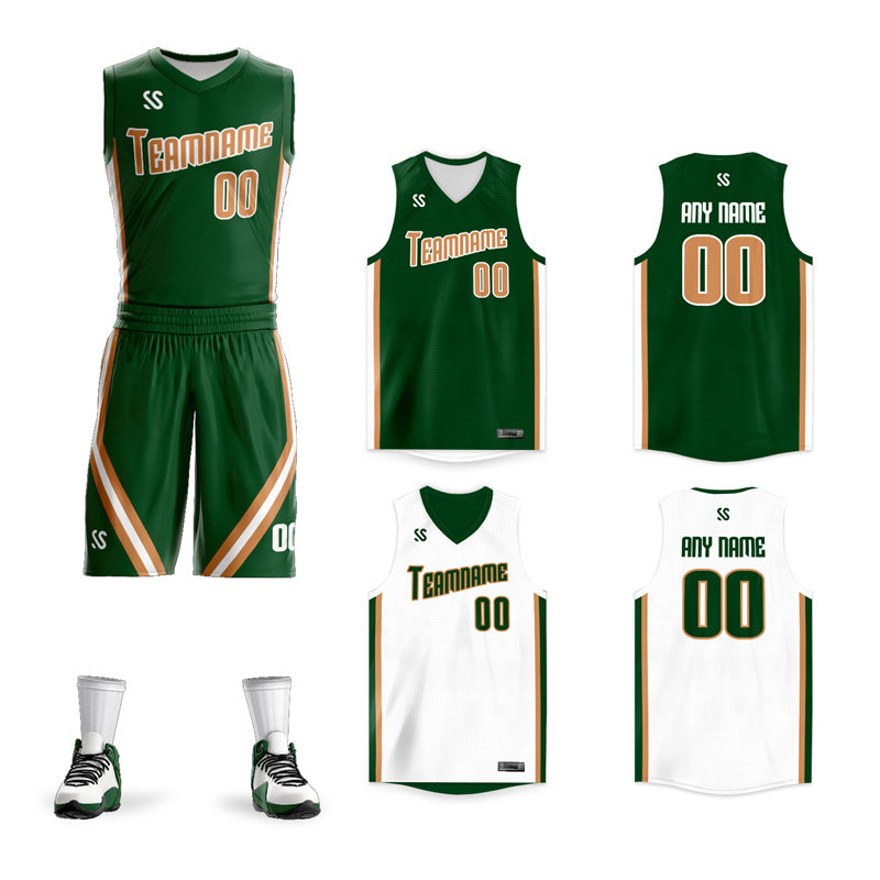 Custom Green White Double Side Sets Design Sportswear Basketball Jersey