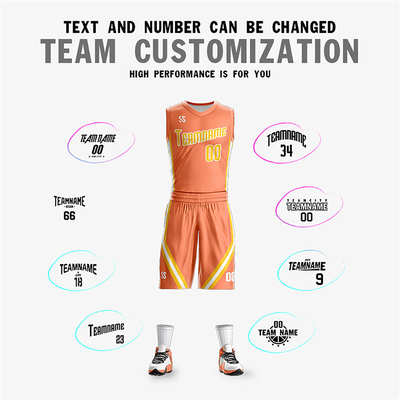 Custom Orange White Double Side Sets Design Basketball Jersey