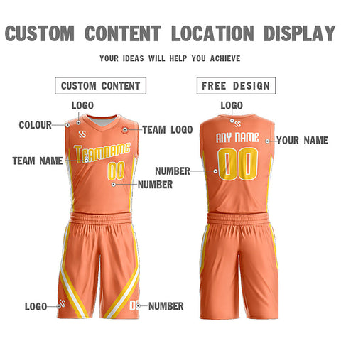 Custom Orange White Double Side Sets Design Basketball Jersey