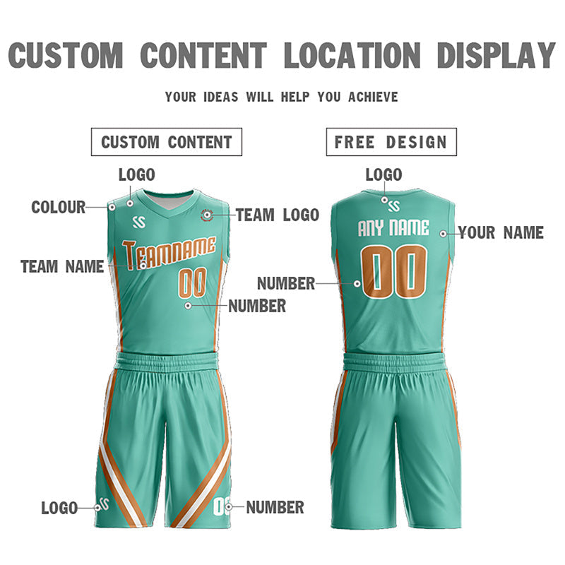 Custom Green White Double Side Sets Design Basketball Jersey