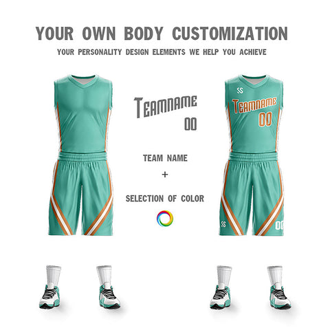 Custom Green White Double Side Sets Design Basketball Jersey