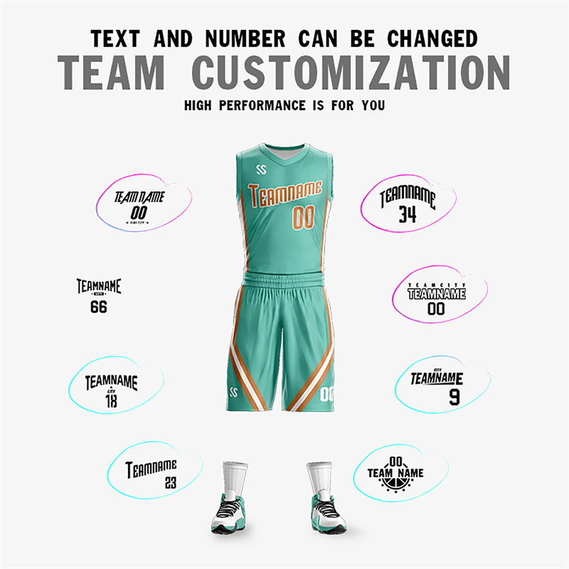 Custom Green White Double Side Sets Design Basketball Jersey