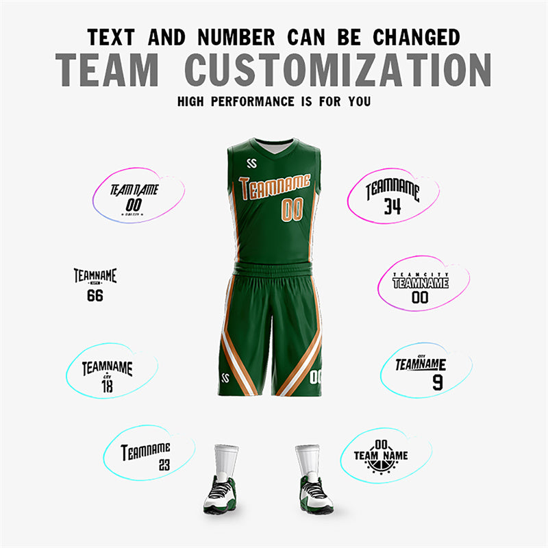 Custom Green White Double Side Sets Design Sportswear Basketball Jersey